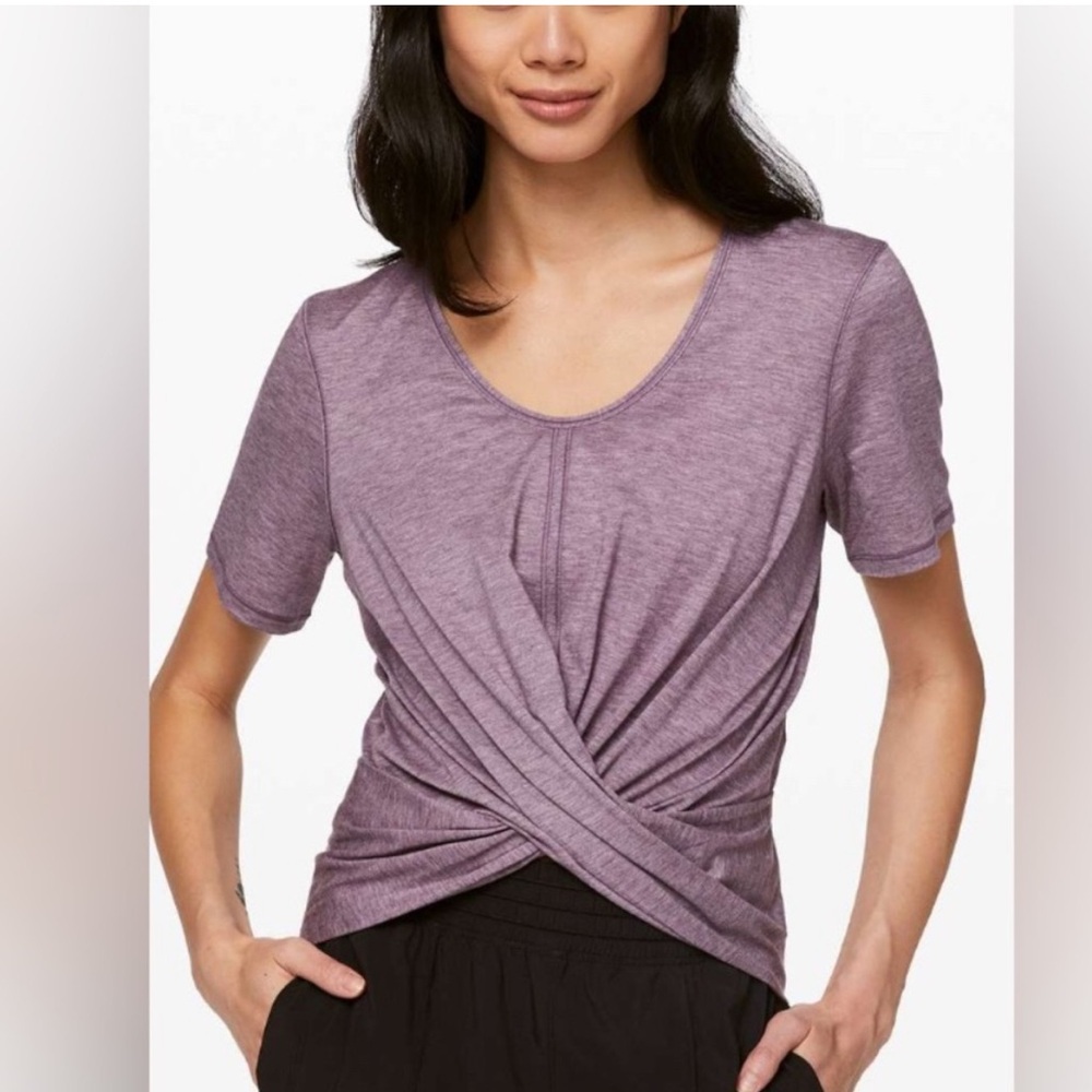 Lululemon Do the Daily Short Sleeve Heathered Smoked Mulberry Sz 8